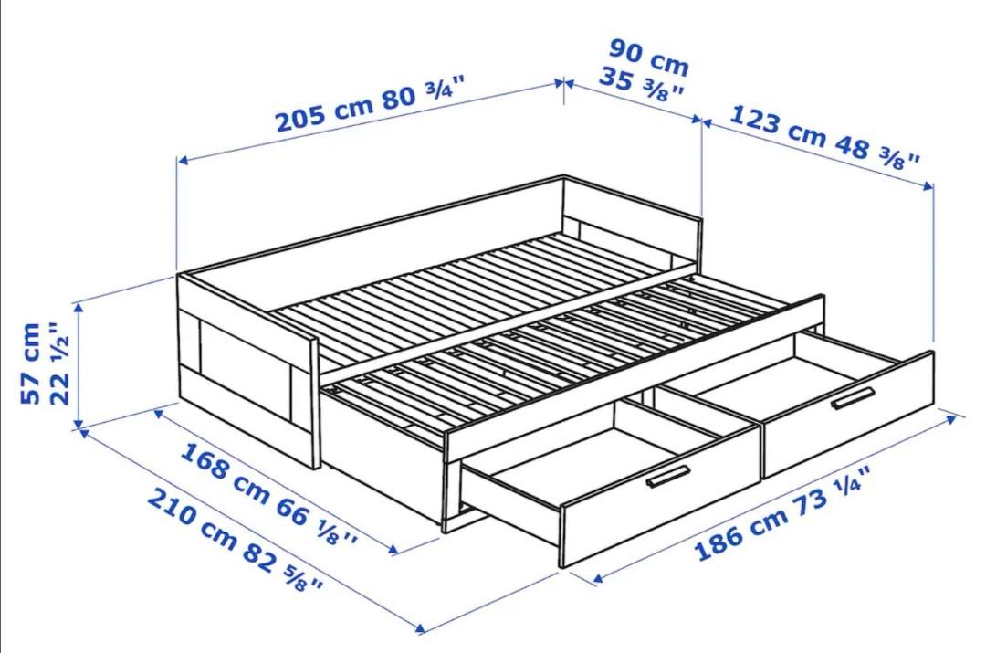 Ikea Pull out day bed with drawers, Furniture & Home Living, Furniture
