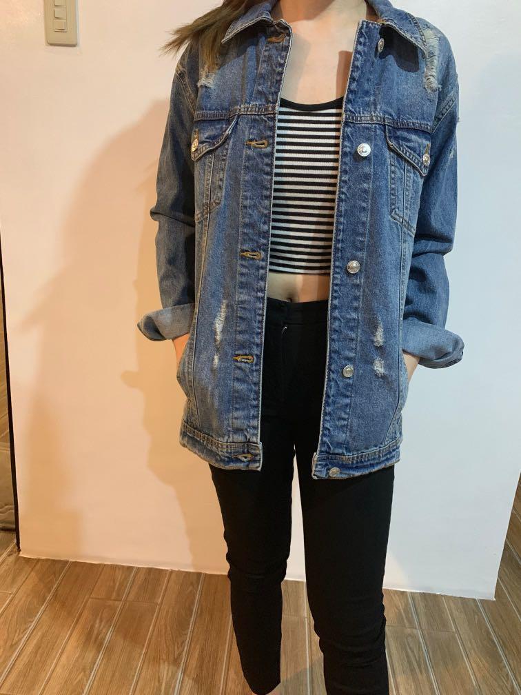 stradivarius oversized denim jacket