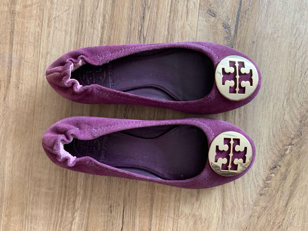 purple tory burch flats