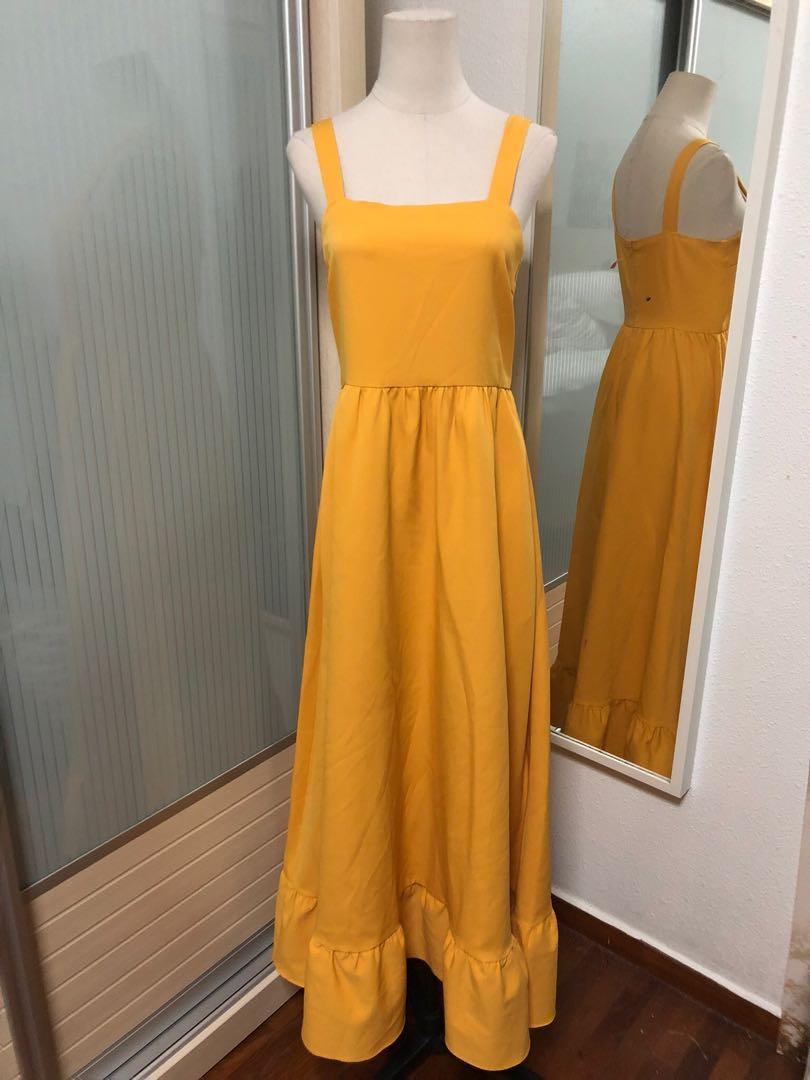 ruffle hem maxi dress