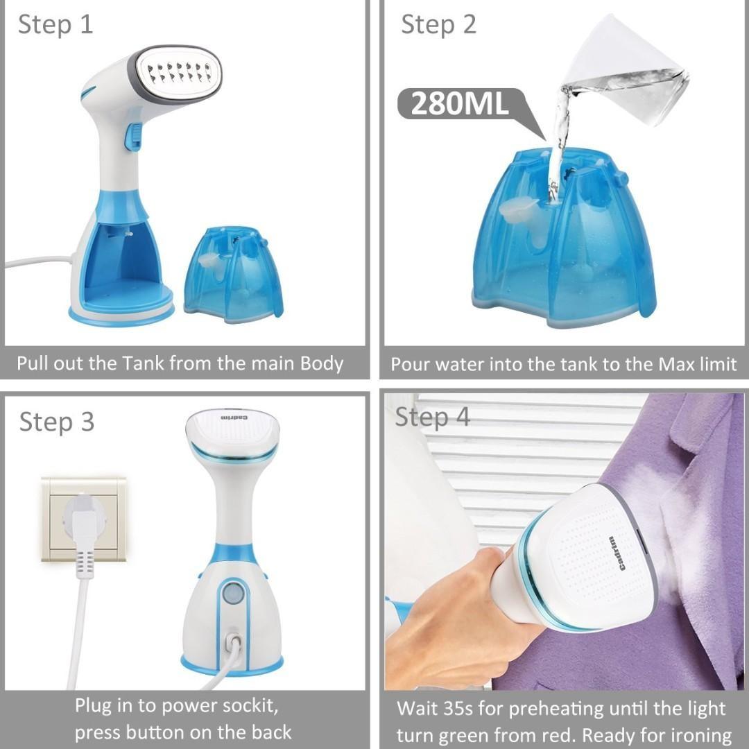 115. Cadrim MW801 Handheld Garment Steamer, Clothes Steamer 1500W 280ml Travel Steam Horizontal