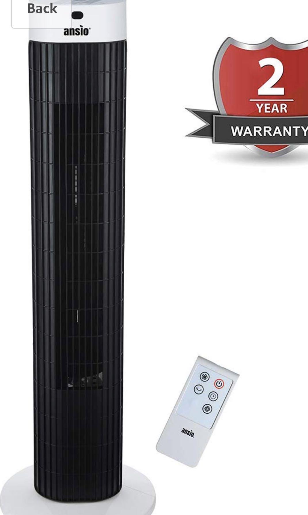 ANSIO Tower Fan 30inch with Remote For Home and Office, 7.5 Hour Timer