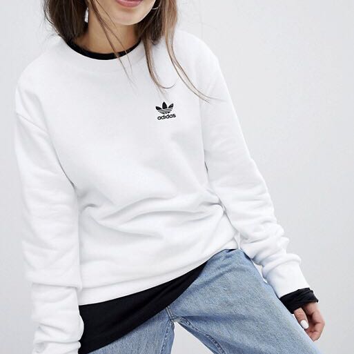 adidas originals sweatshirt with embroidered small logo grey