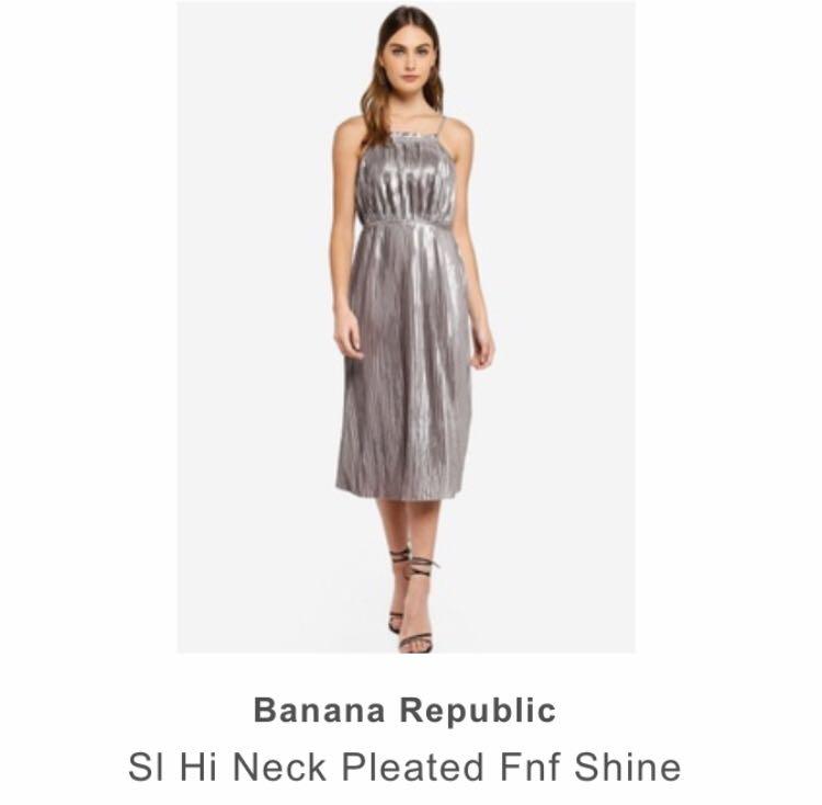 Banana republic metallic pleated dress store