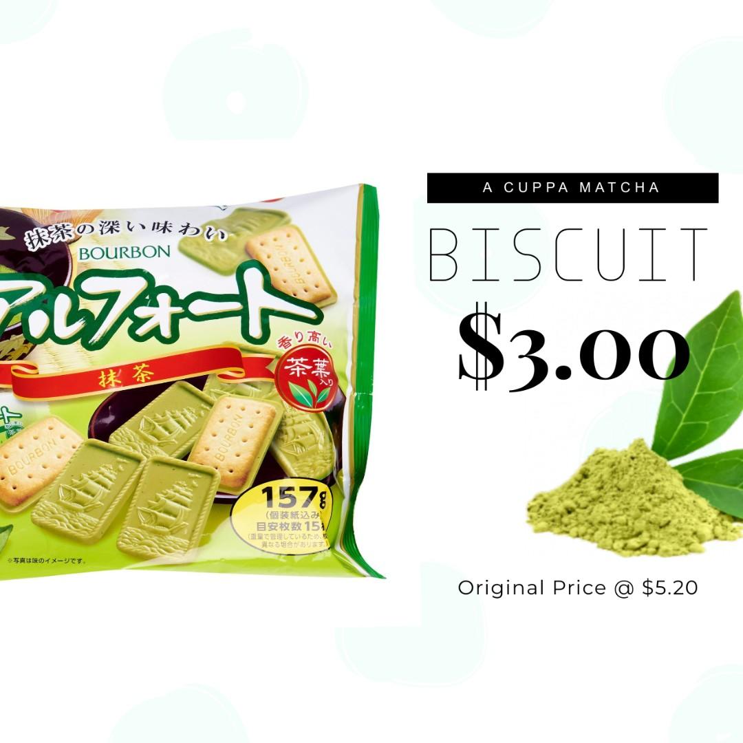Matcha Bourbon Green Tea Biscuits, Food & Drinks, Beverages on Carousell
