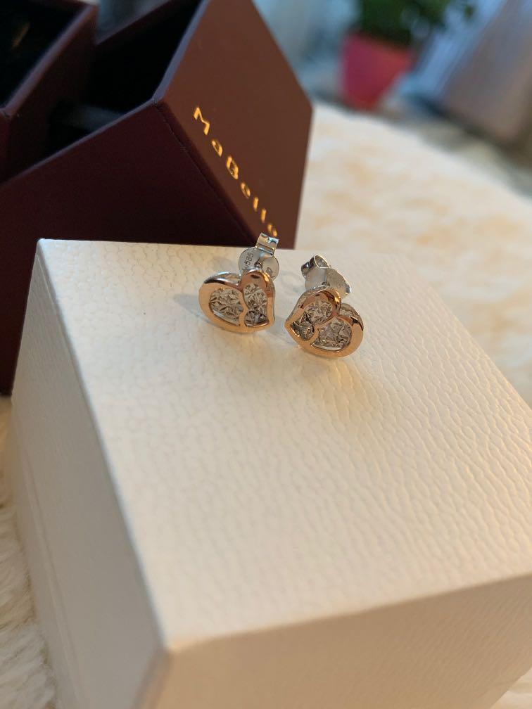 New mabelle rose gold heart diamond earrings