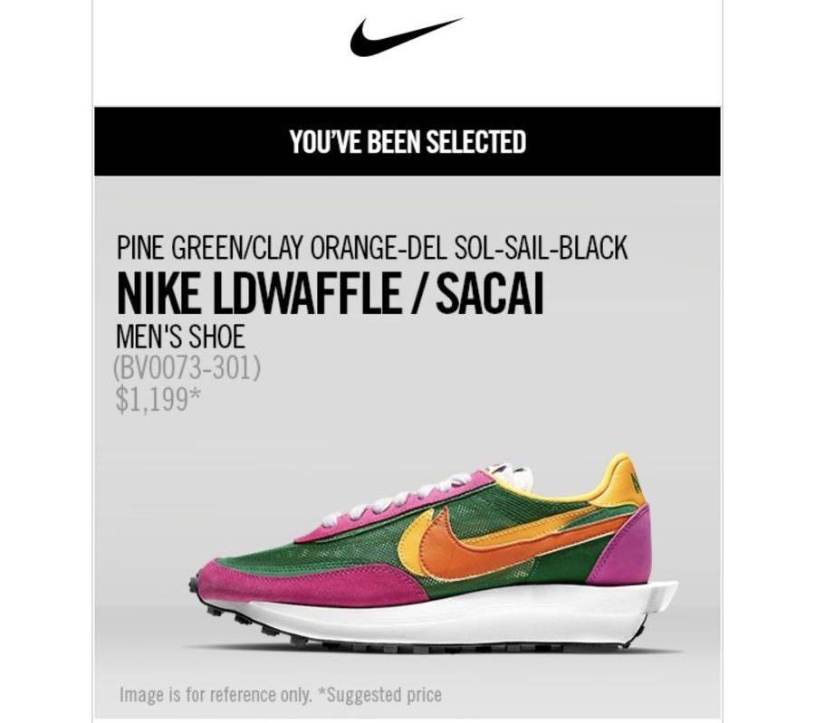 nike sacai waffle green purple