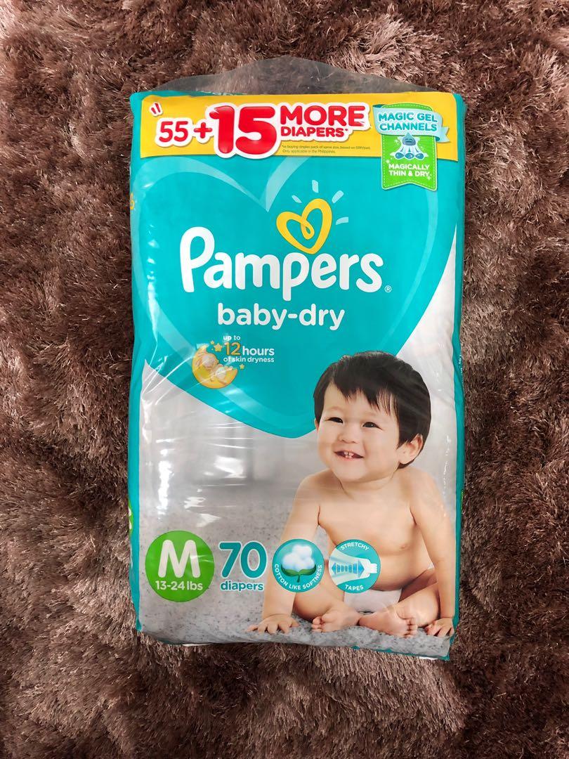 Pampers Baby Dry Taped Diapers Medium 70s Babies Kids Bathing Changing Diapers Baby Wipes On Carousell