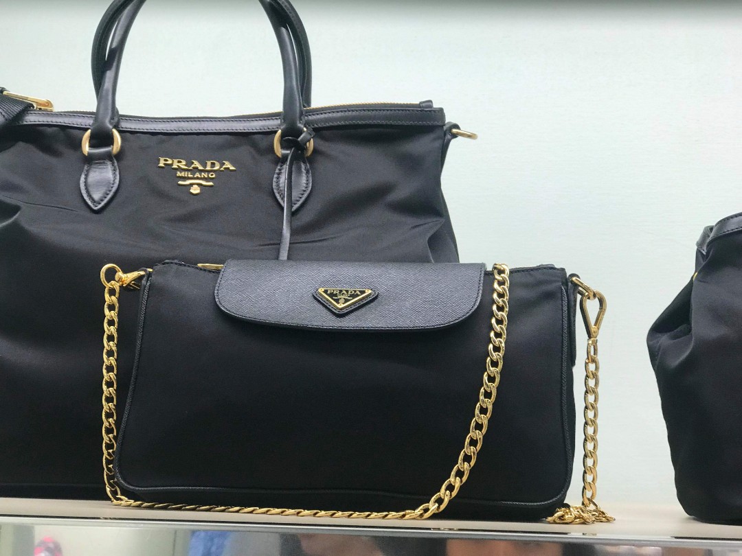 prada black mini chain bag