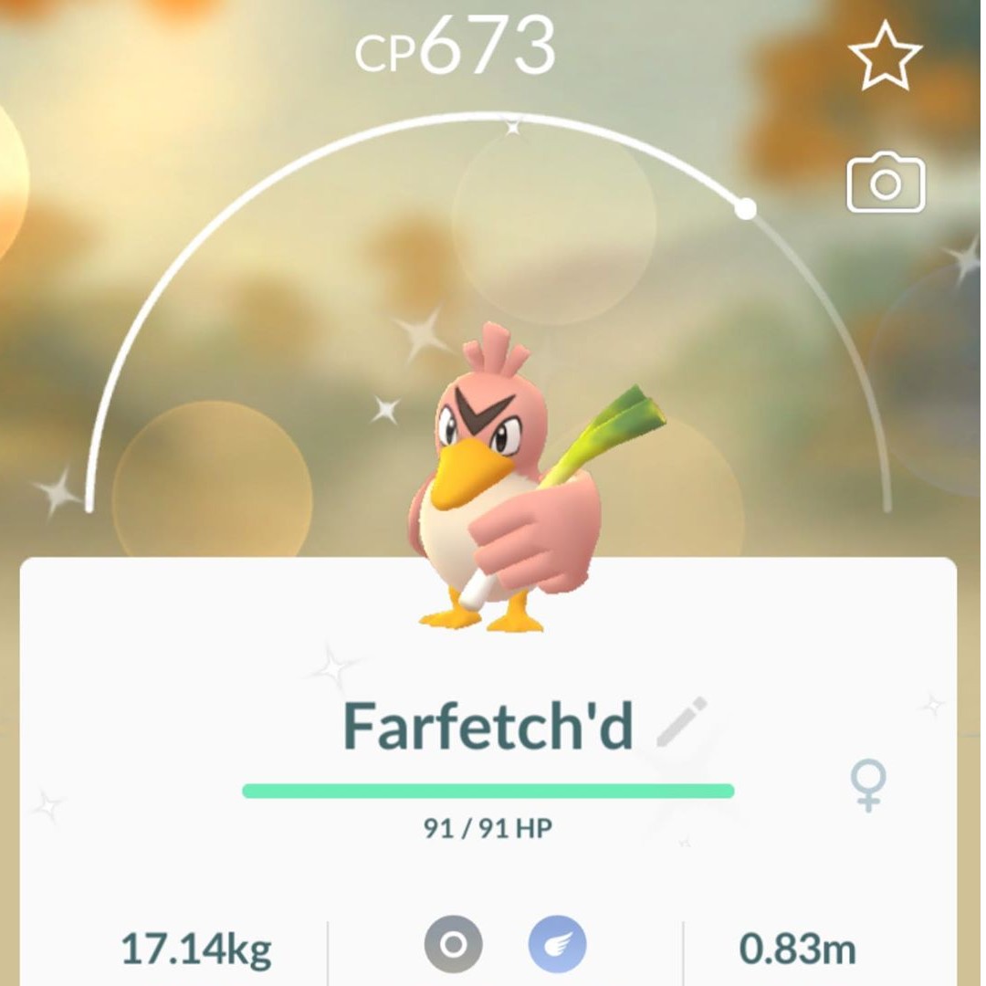 Shiny Farfetch D Pokemon Go Farfetch Regional Toys Games Video Gaming Video Games On Carousell