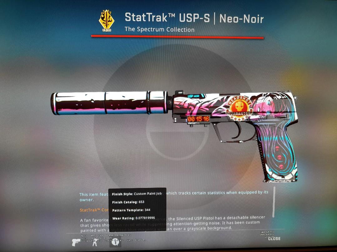 Stattrak Usp S Neo Noir Minimal Wear Fv 0 07 Toys Games Video Gaming In Game Products On Carousell - usp no silencer csgo roblox