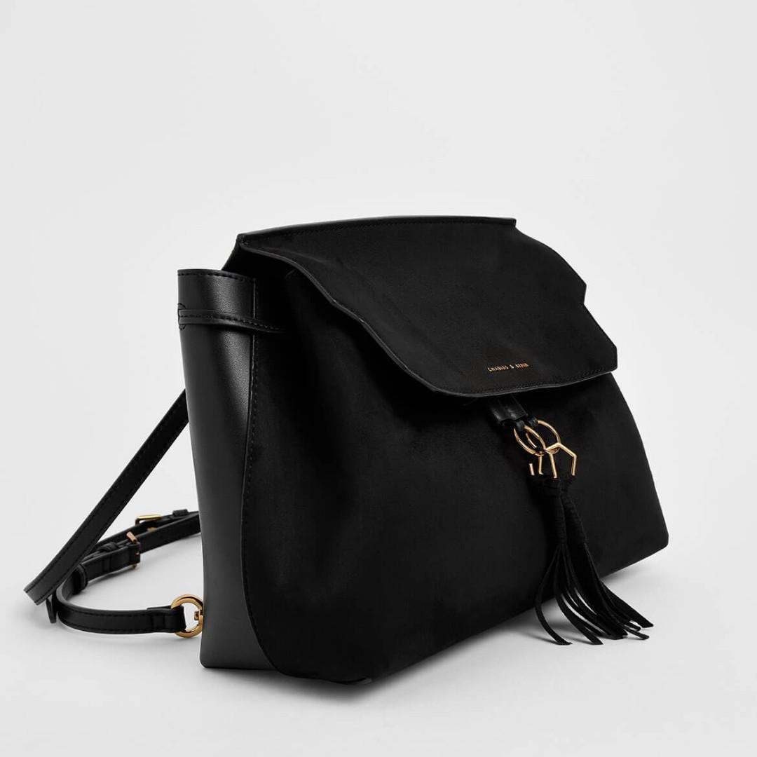 Textured Tassel Shoulder Bag Charles And Keith Black Women S Fashion Bags Wallets Handbags On Carousell