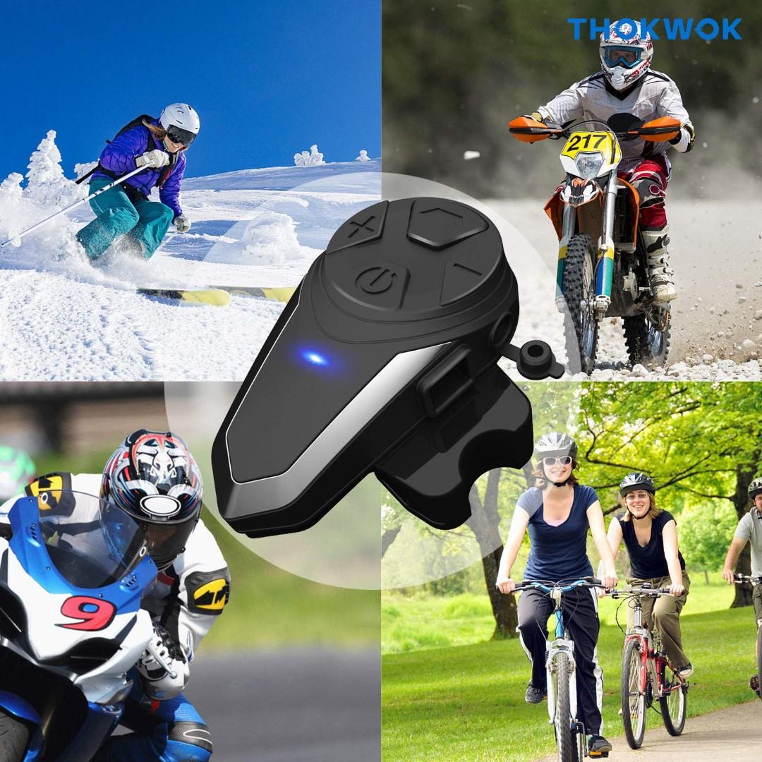 Thokwok Motorcycle Bluetooth Headset BT S3 1000m Helmet Headphones for Snowmobile Motorcycle Bluetooth Communication System Ski Intercom Up to 3 Riders Pack 2 Motorcycles Motorcycle Accessories on Car...