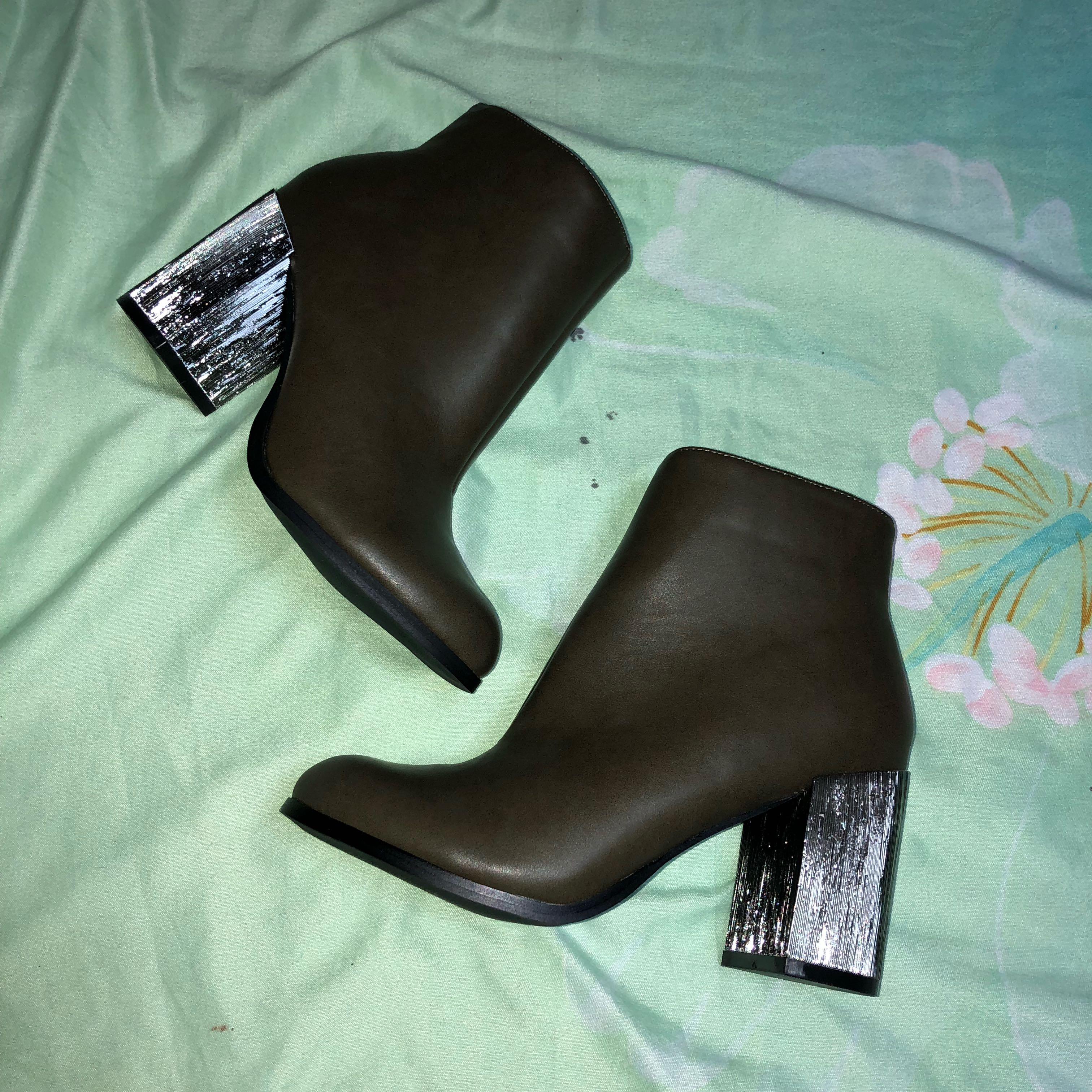 green leather boots womens