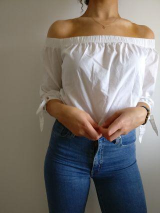 Shoulderless White Blouse, A&F, Size small