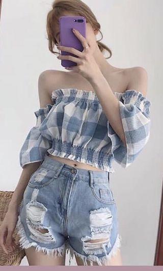 Tops square aummer blue ( kece brat)
