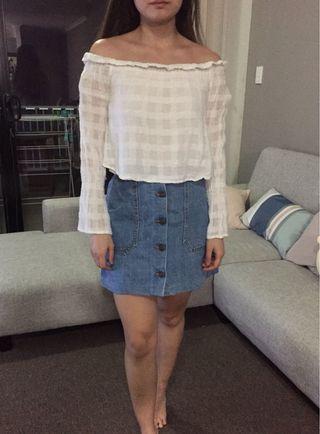 Factorie off shoulder long sleeved white top