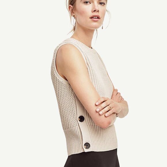 Ann taylor sleeveless on sale sweater