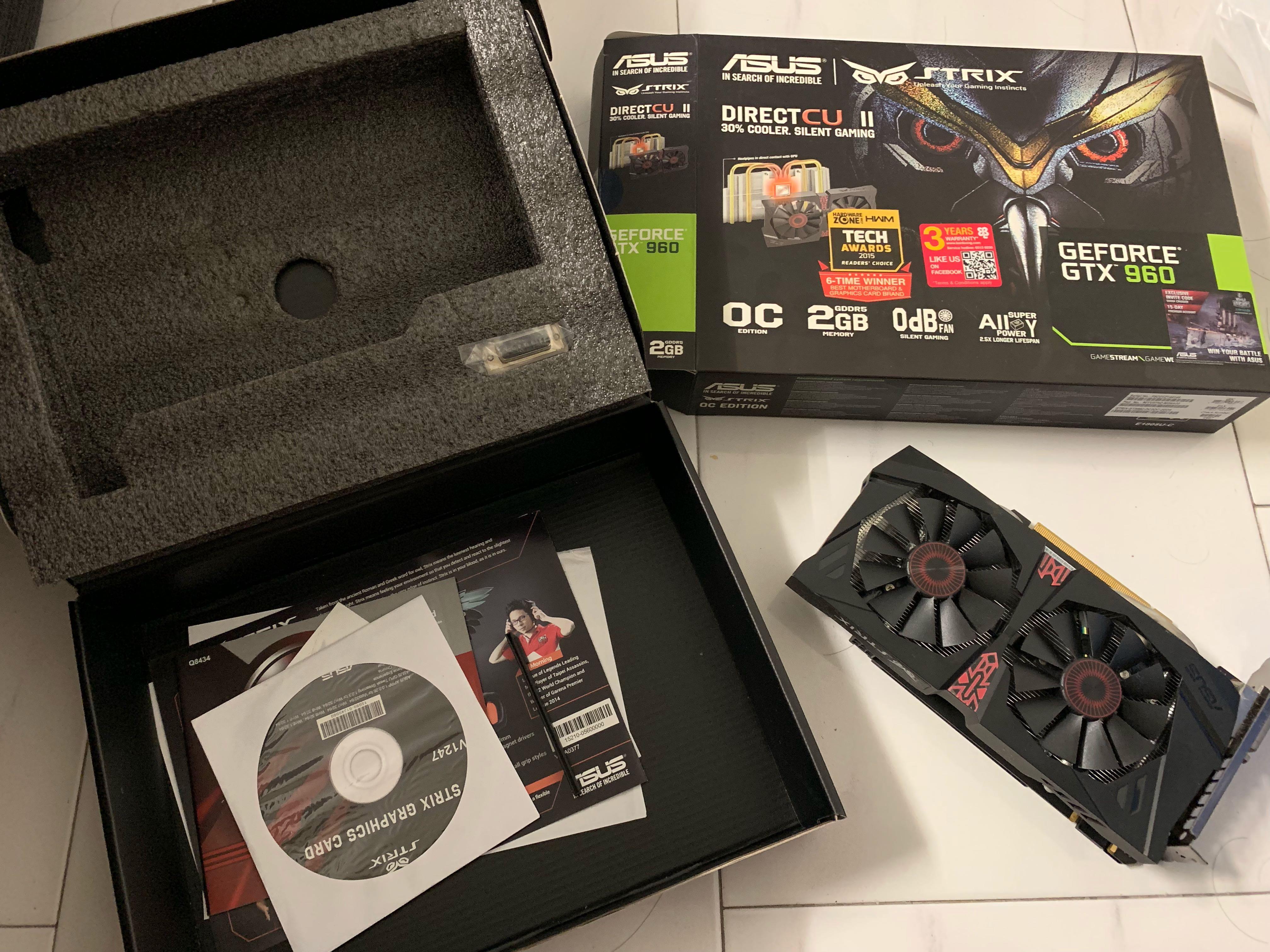 Asus Strix Gtx 960 2gb Oc Edition Computers Tech Parts Accessories Computer Parts On Carousell