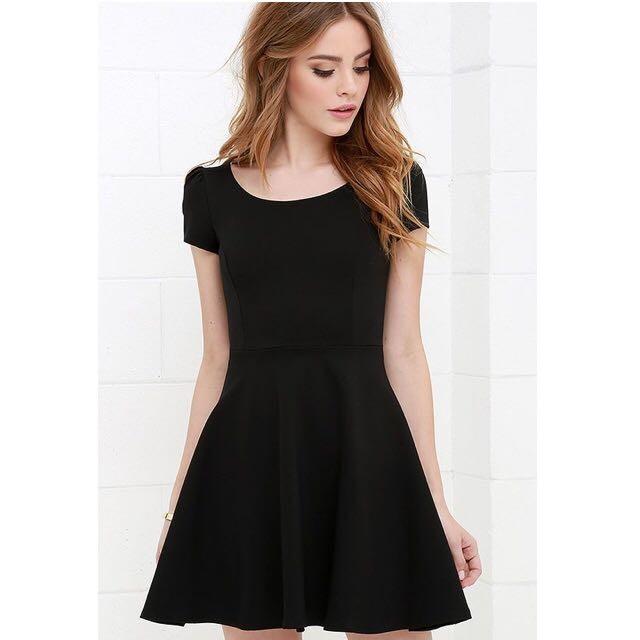 black cotton skater dress