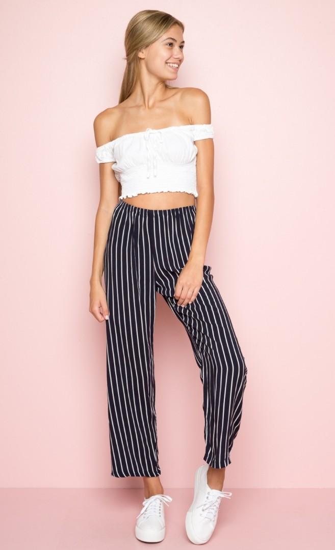 brandy melville navy striped pants