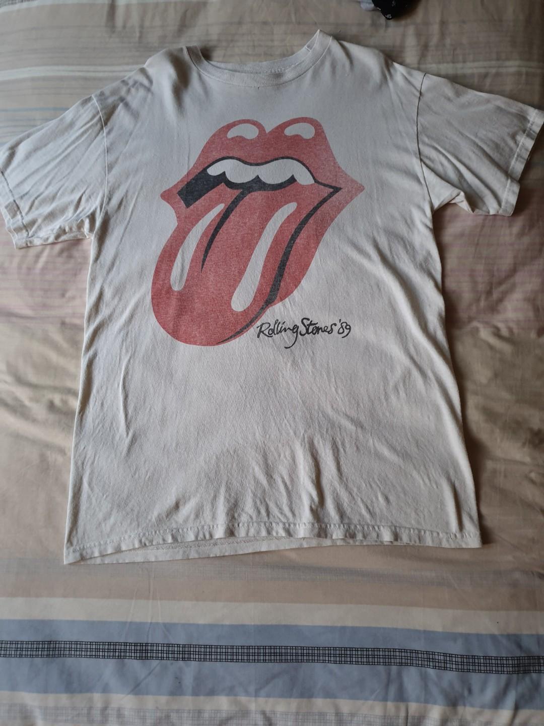 brandy melville john galt off white cream rolling stones 1989 oversized band tee Women s Fashion Tops Other Tops on Carousell
