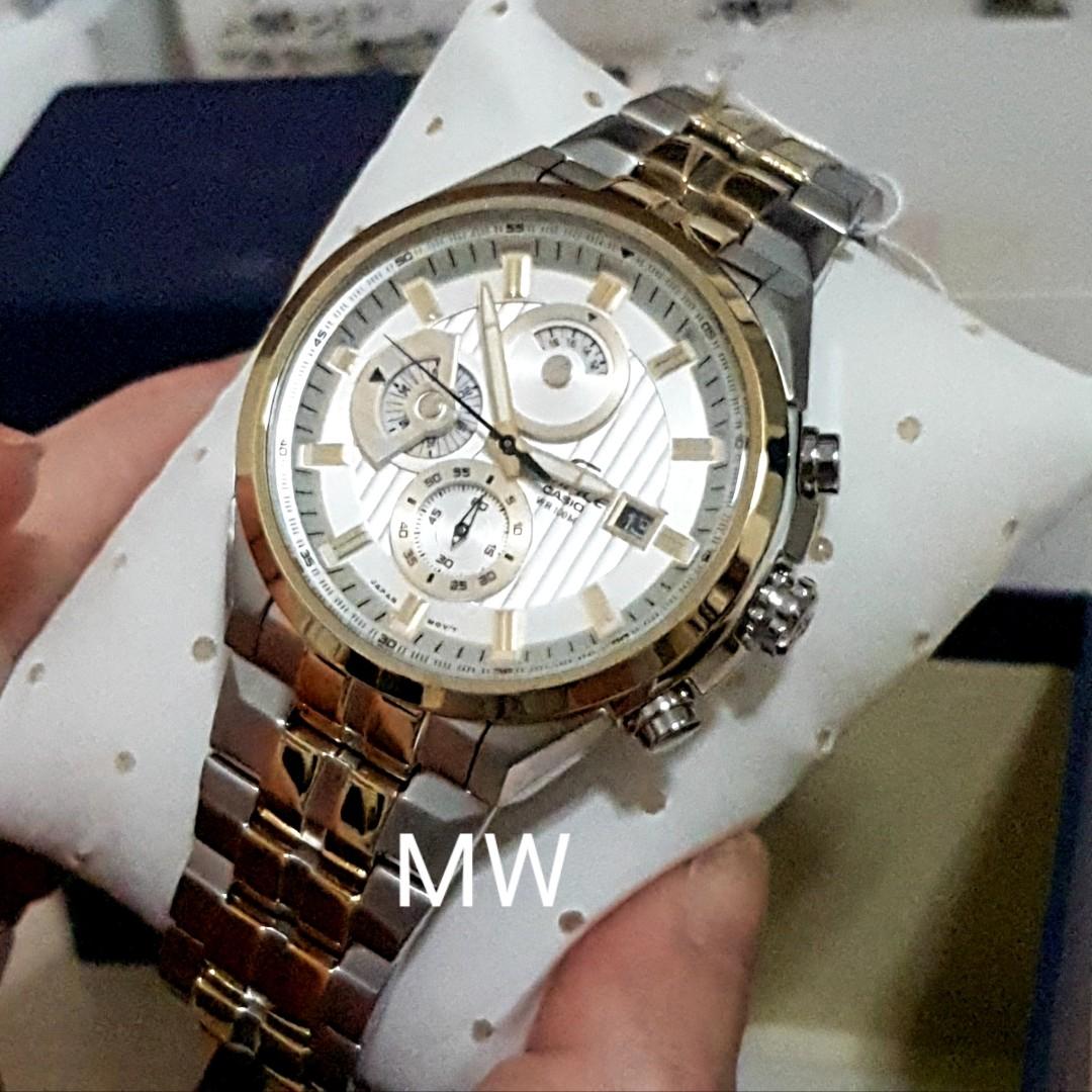 Casio Edifice Chronograph Mens Two Tone Sport Day Date Watch EF