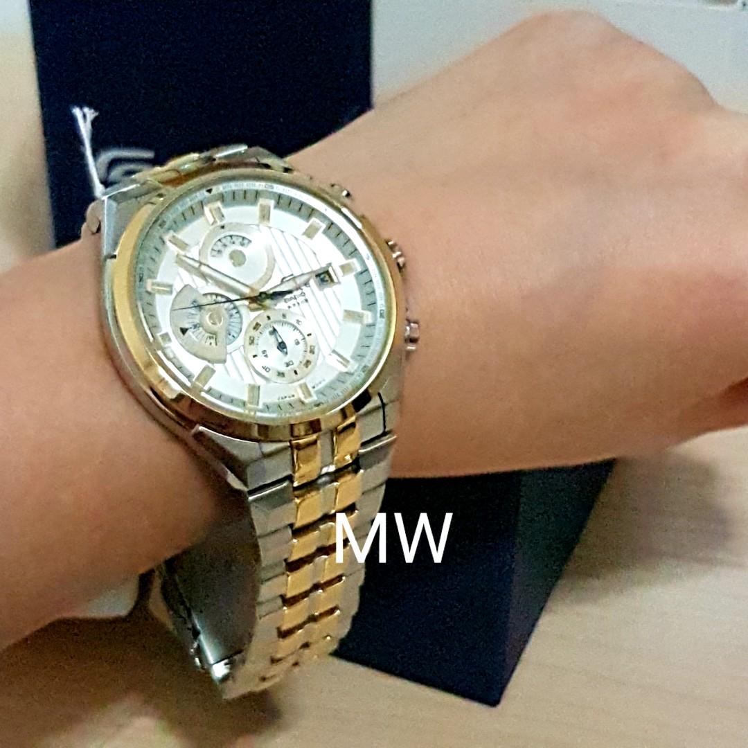 Casio Edifice Chronograph Mens Two Tone Sport Day Date Watch EF