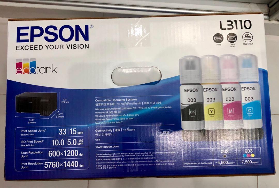 Epson L3110 Eco Tank Printer, not HP, Brothers, Canon, Photos Printer