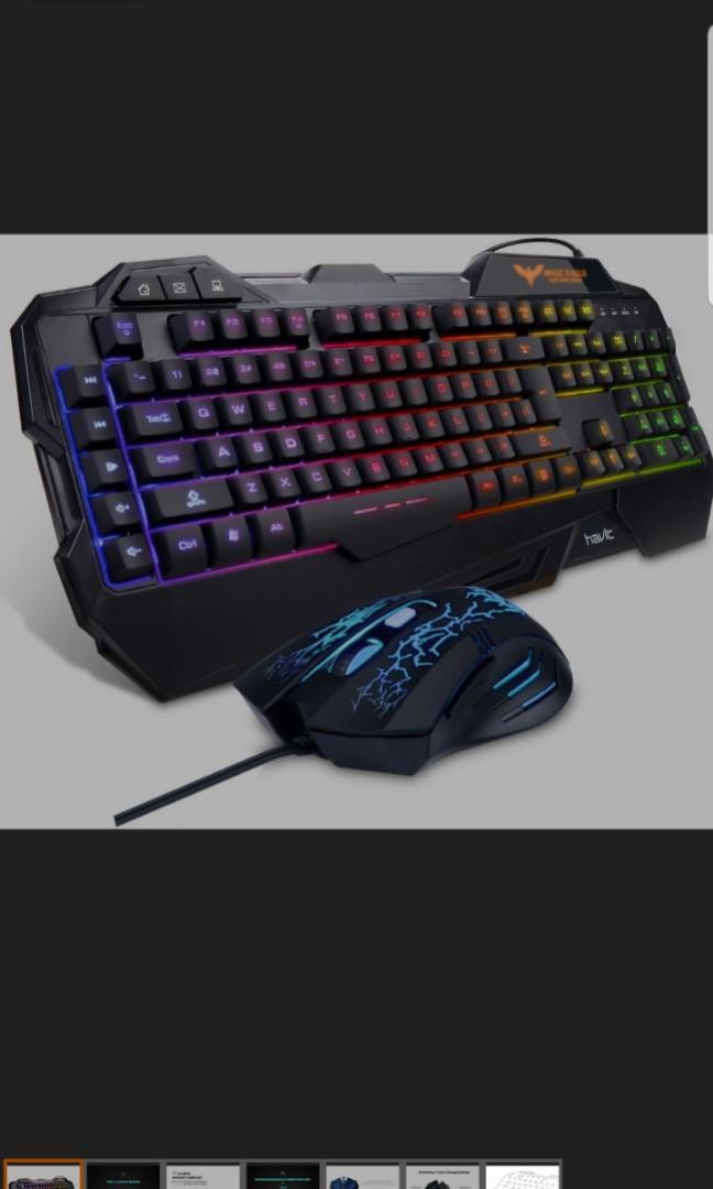 Havit Keyboard Rainbow Backlit Wired Gaming Keyboard Mouse Combo