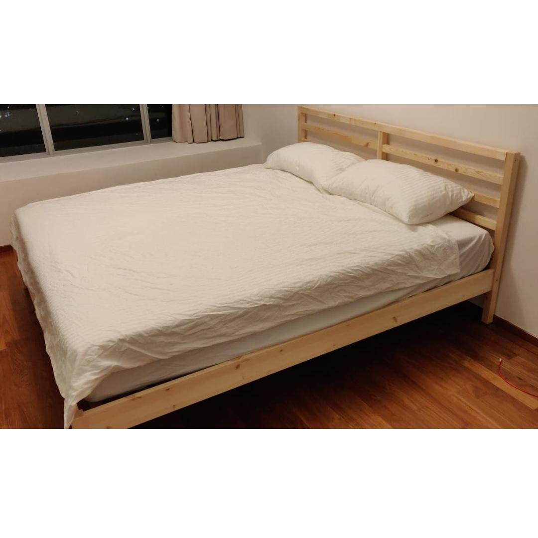 Ikea Tarva Bed Frame And Lonset Slatted Bed Base 180x200 Cm Furniture Beds Mattresses On Carousell