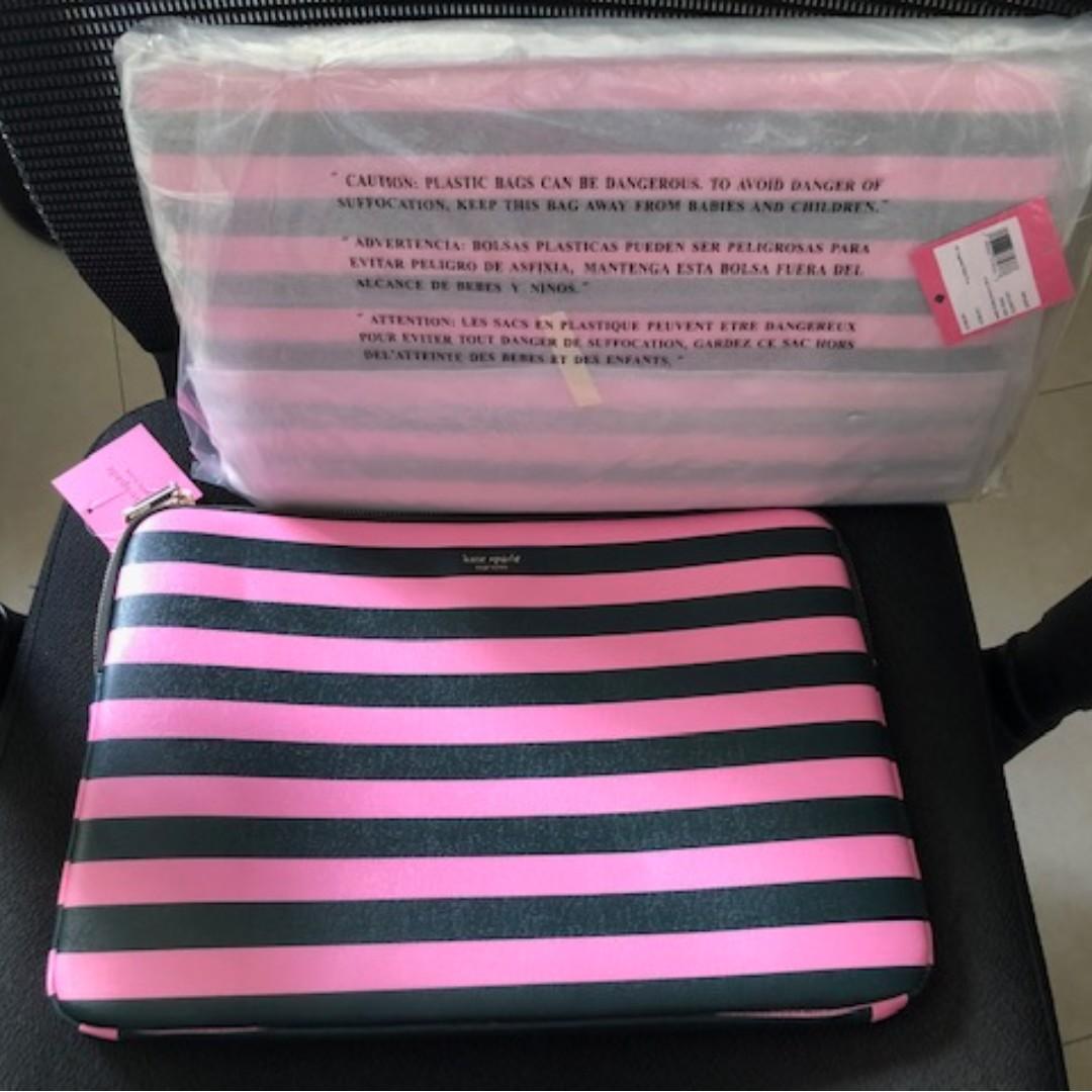 Kate Spade New York Womens Stripe Universal Laptop Sleeve Pink Multi One,  Everything Else on Carousell