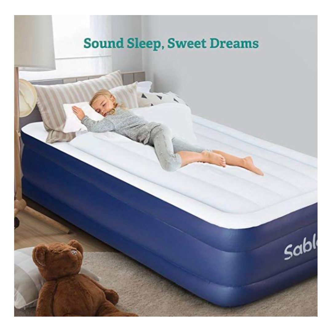 M485 Sable Air Mattress Twin Size XL with Built in Electric Pump Raised Blow up Inflatable Air Bed with a Storage Bag Height 18 Furniture Home Living Furniture Bed Frames Mattresses
