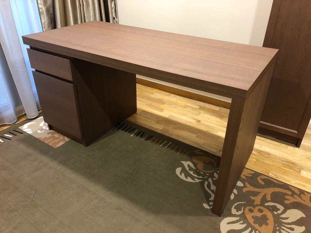 ikea malm desk brown stained ash veneer