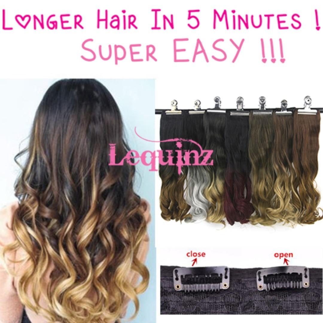 Ombre 5 Clip On Curly Hair Extensions Women S Fashion