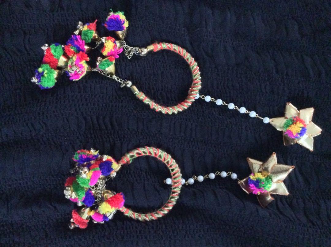 Buy SSVT Cute & Beautiful Pom Pom Multicolor Hathphool/Bracelet with  Adjustable Ring at Amazon.in