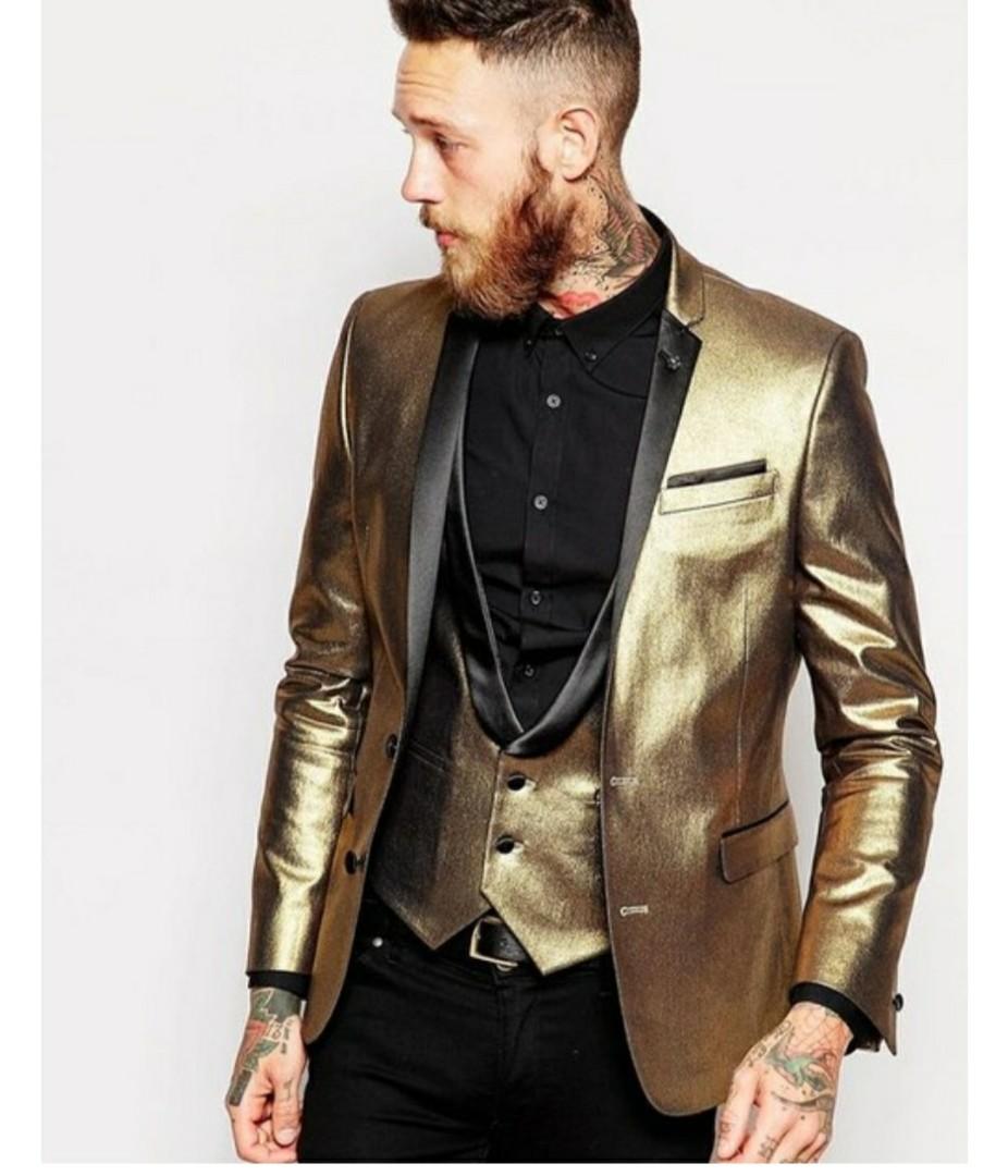 Buy Golden Suits Gold 3 Piece Slim Fit One Button Wedding Groom Party Wear  Coat Pant, Golden Suit, Men Gold Suit, Golden Slim Fit Groom Suit Online in  India - Etsy