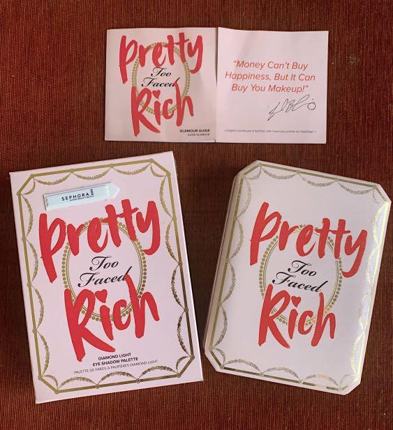 Too Faced Pretty Rich Eyeshadow Palette (Category: Makeup) located in Balanga. Submitted by awysha (Listing ID 251010671, Image 3). Description: Used for a few times Bought at Sephora for PhP2750 Tarte Becca Too faced Urban decay Mac Maybelline Loreal Sunnies face .