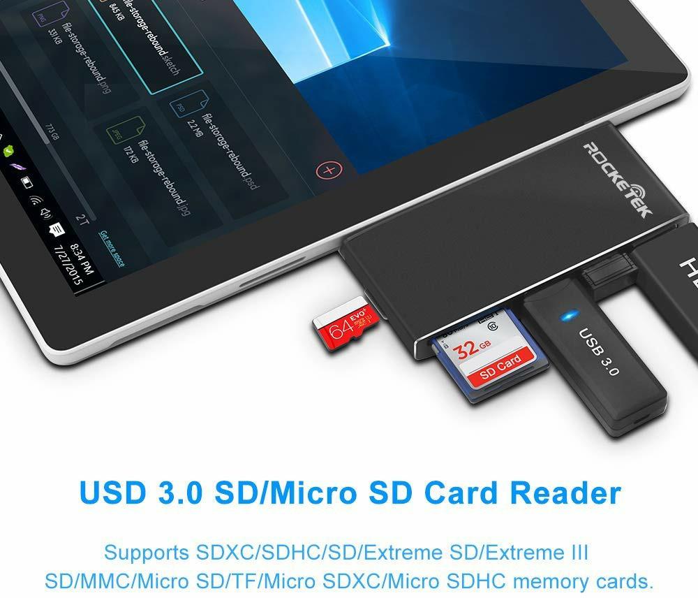 Usb To Hdmi Adapter Rocketek Memory Card Reader Surface Pro Hub Usb 3 0 Port Expansion Usb Hub Adapter Usb To 4k Hdmi Sd Micro Sd Card 2 Usb 3 0 Ports For Microsoft Surface Pro 4