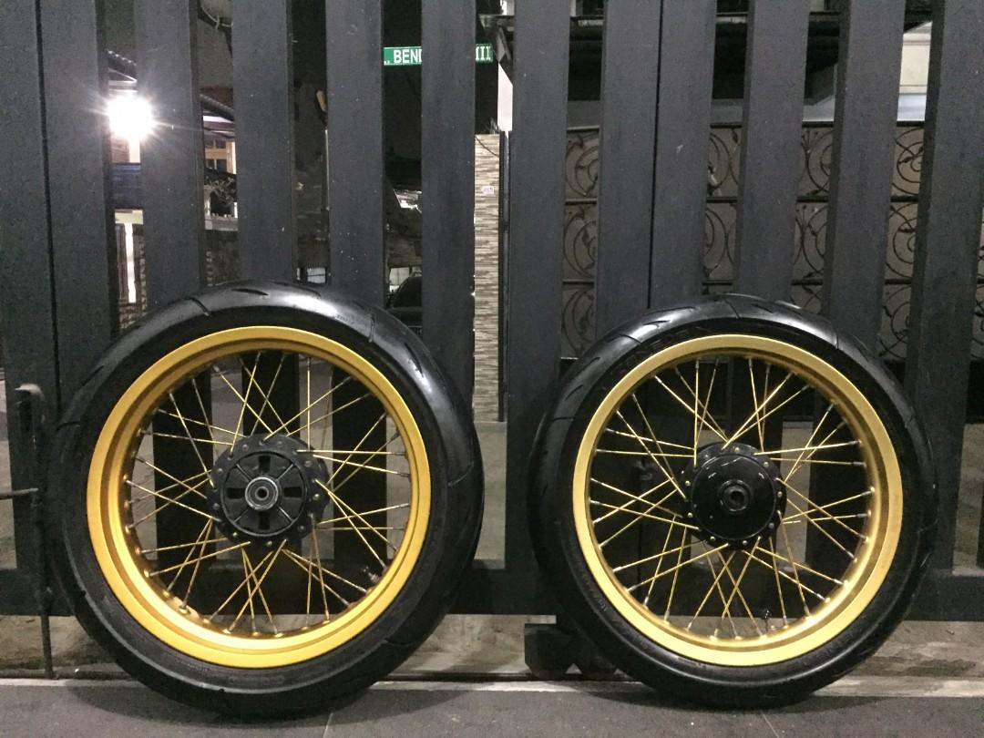 Velg Jari Jari Satu Set Ring 17 Merk V Rossi Depan Psm Belakang