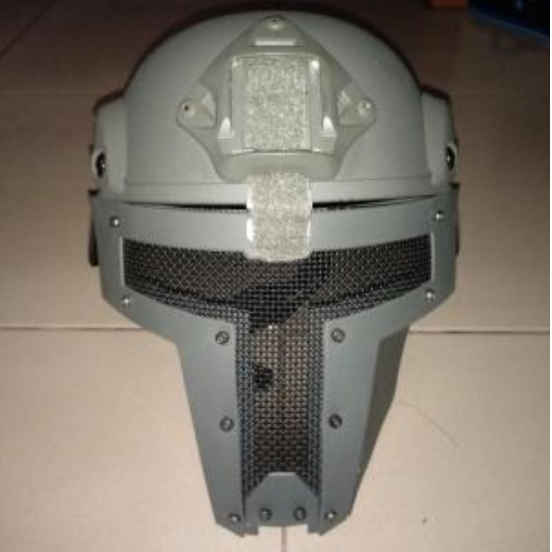 Airsoft Mich Helmet with Spartan Mesh mask on Carousell