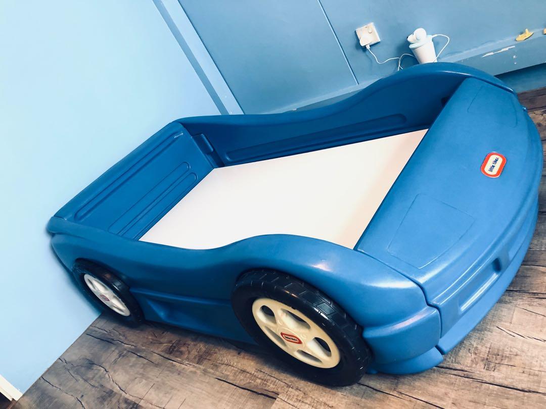 Authenic Little Tikes kids toddlers sporty blue car bed USA, Babies