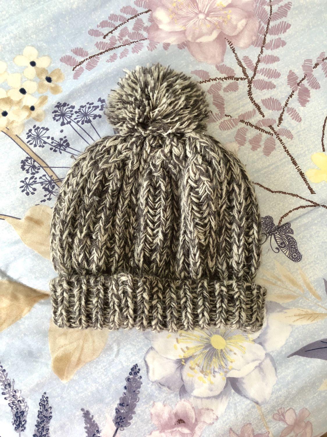 Beanie Hat Knit Grey Winter Topi Hangat 