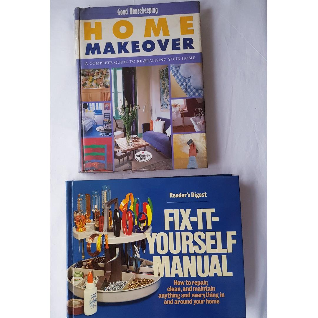 Book bundle: Fix it Yourself manual+GH Home Makeover (Category: Storybooks) located in Manila. Submitted by celonessentials (Listing ID 251169097, Image 1). Description: Book bundle: Fix it Yourself manual+GH Home Makeover Fix it Yourself is by readers Digest while the Home Makeover is by Good Housekeeping Both books are hardbound cover. Only the GH Home makeover book has signs of wear and tear in the cover only but overall books are very good us