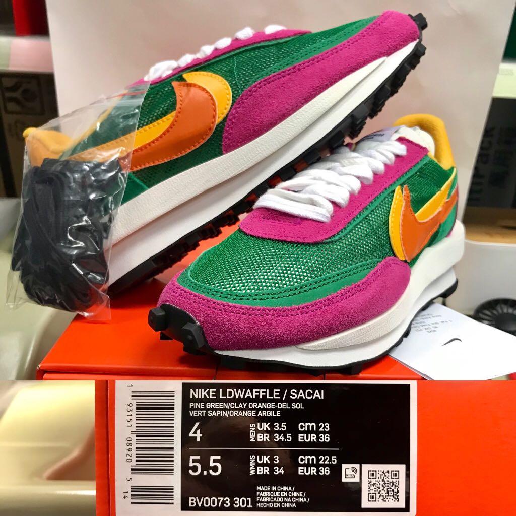 nike ld waffle sacai green purple