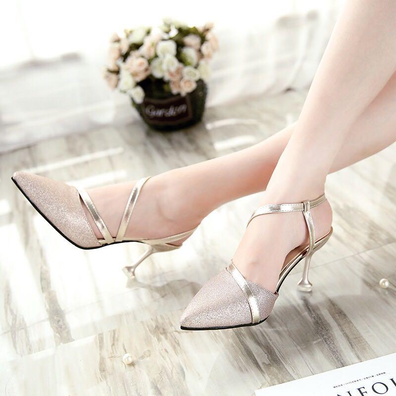 silver high heels for wedding