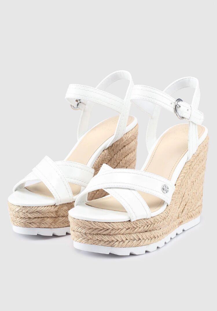 NEW WOMENS LADIES HIGH WEDGE HEEL SHOES SANDALS KHAKI CREAM BEIGE BLACK UK3-8