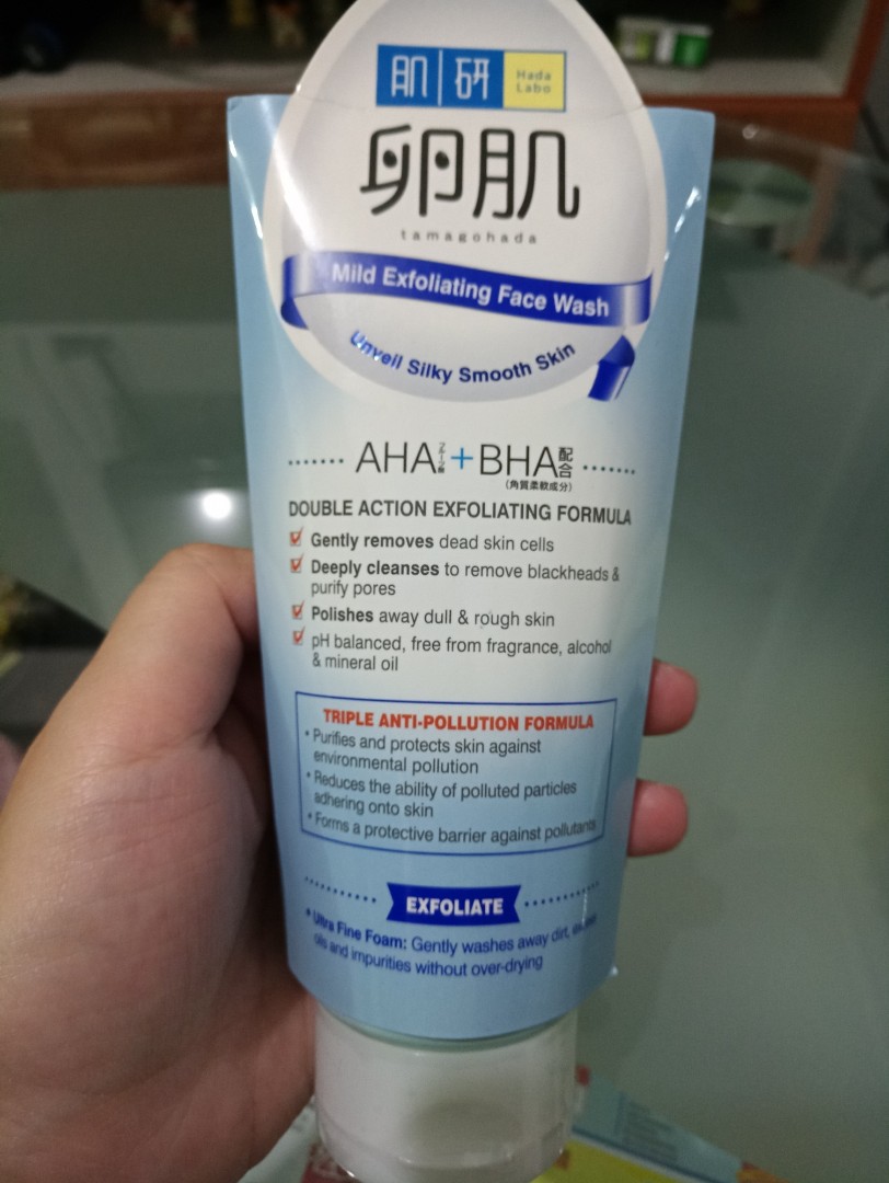 Hada Labo AHA+BHA Mild Exfoliating Face Wash, Beauty & Personal Care