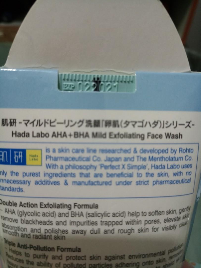 Hada Labo AHA+BHA Mild Exfoliating Face Wash, Beauty & Personal Care
