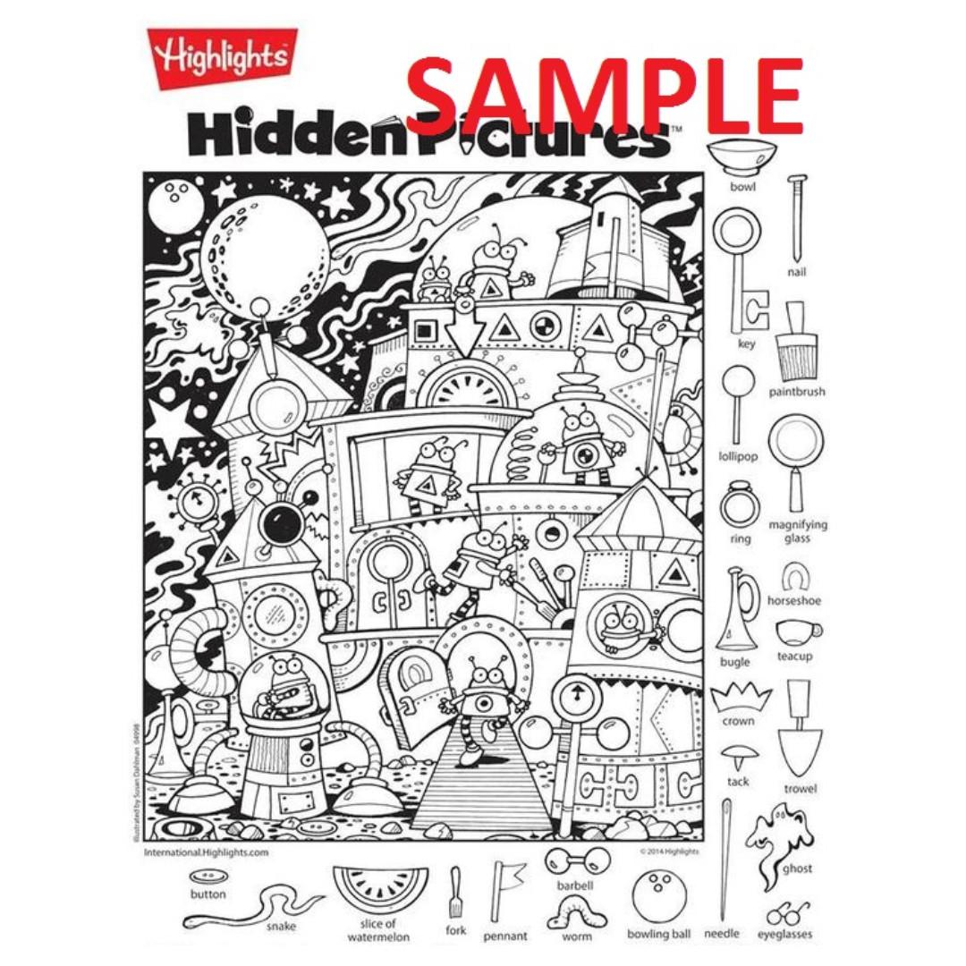 Highlights Hidden Pictures Discovery Puzzles Doubles As Coloring Book Suitable For Kids Adults Books Stationery Children S Books On Carousell